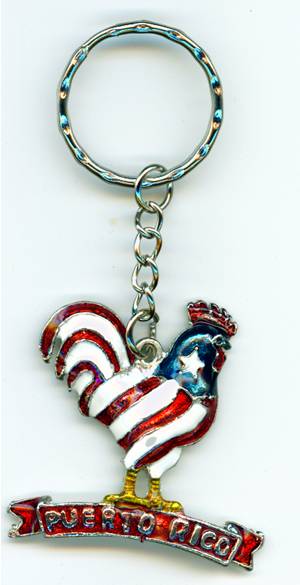  Puerto Rico Puerto Rican Flag Key Chain with Rooster